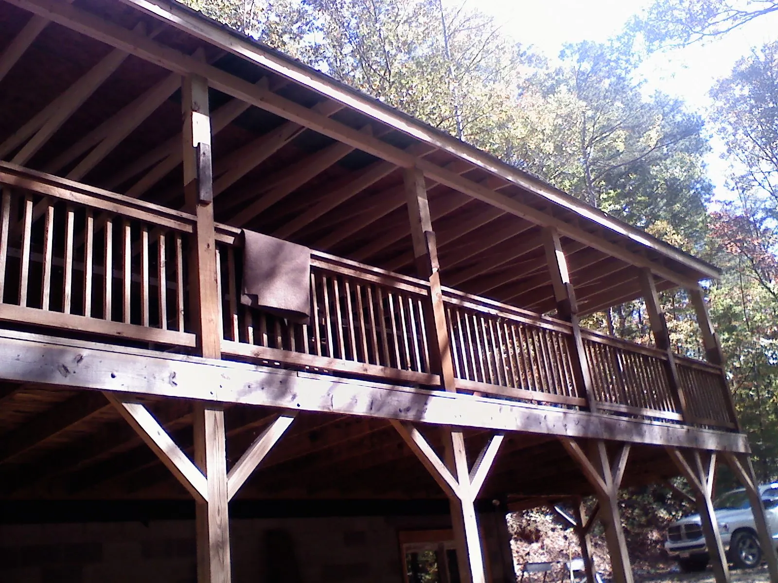 Timber framing under a new elevated porch and deck — Roof Leak Repair in Triadelphia by Roofing Brothers